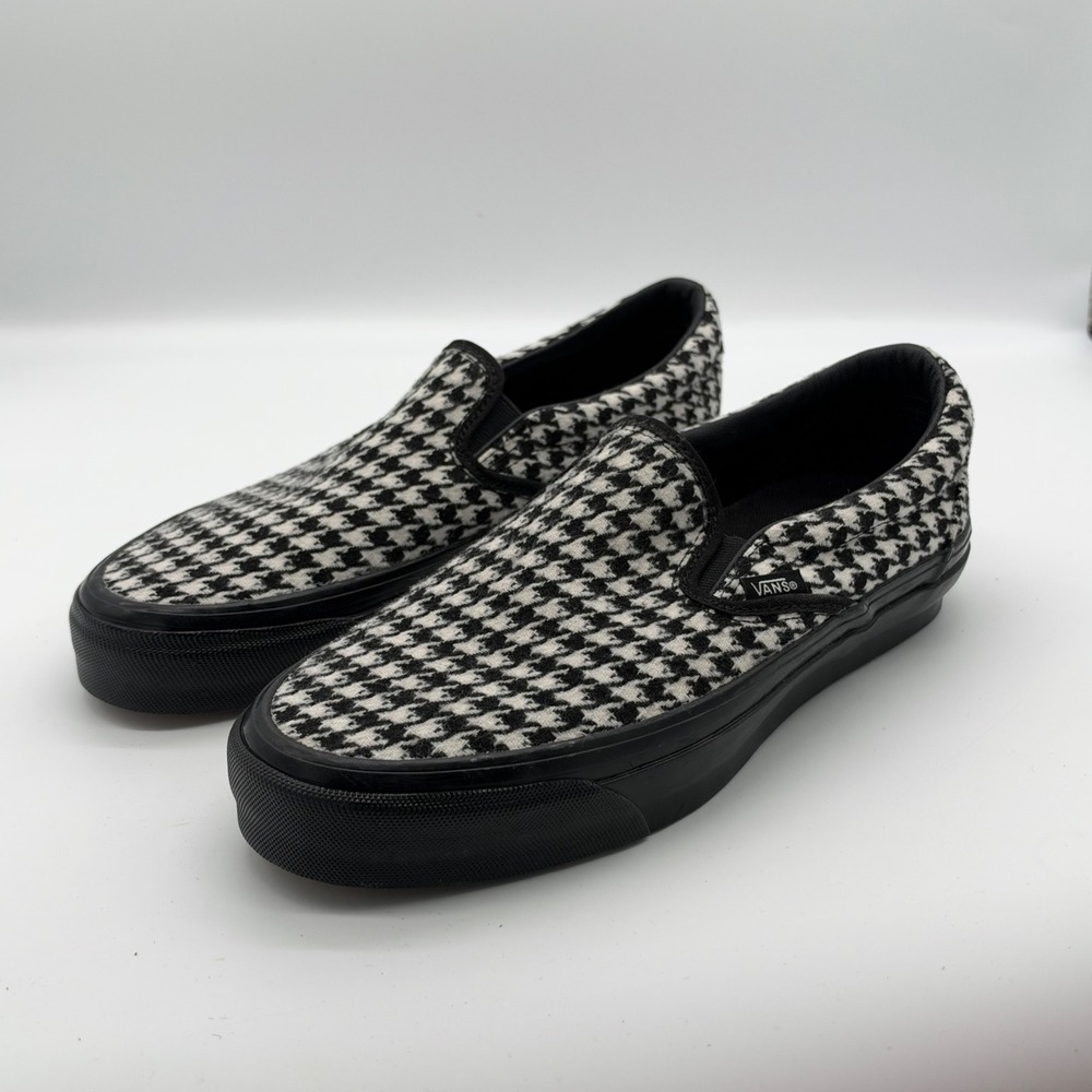 Vans LX Classic 98 Slip-On Houndstooth Black White Men 7.5 Women 9 Sneakers NWOT